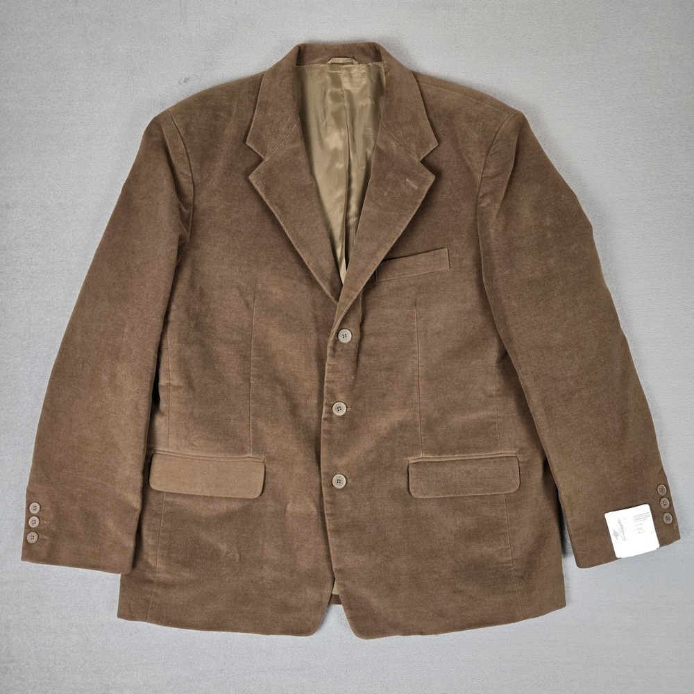 J. Peterman Blazer Mens 46R Brown Faux Suede‎ Sport Coat NWT